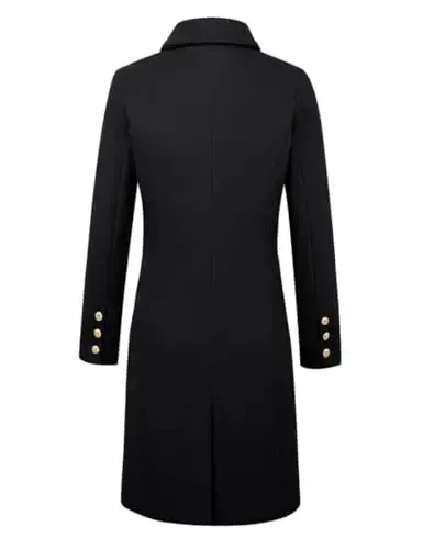 IDEALSANXUN Ayollar Kuz-Qish Jun Palto Ikki Qavatli Midi Peacoat Trench Palto - 4