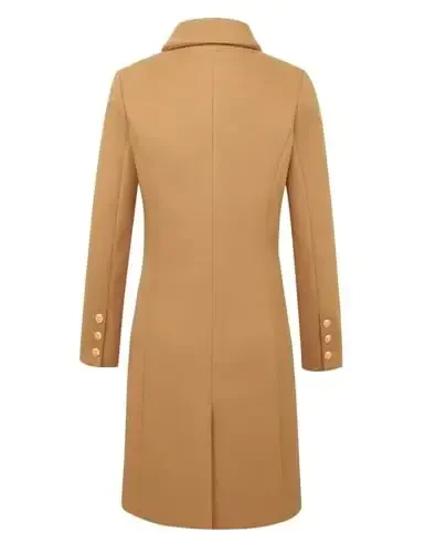 IDEALSANXUN Womens Fall Winter Wool Coats Double Breasted Midi Peacoat Trench Coats - 4