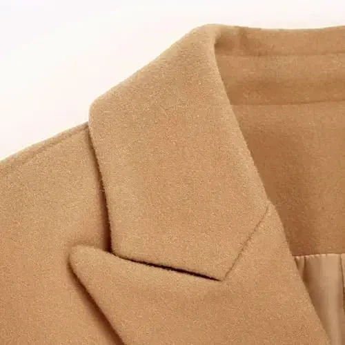 IDEALSANXUN Womens Fall Winter Wool Coats Double Breasted Midi Peacoat Trench Coats - 5