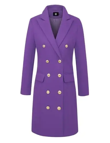 IDEALSANXUN Womens Fall Winter Wool Coats Double Breasted Midi Peacoat Trench Coats - 4