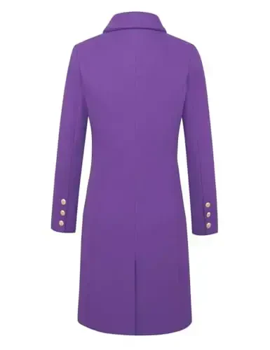 IDEALSANXUN Womens Fall Winter Wool Coats Double Breasted Midi Peacoat Trench Coats - 5