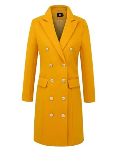 IDEALSANXUN Womens Fall Winter Wool Coats Double Breasted Midi Peacoat Trench Coats - 4