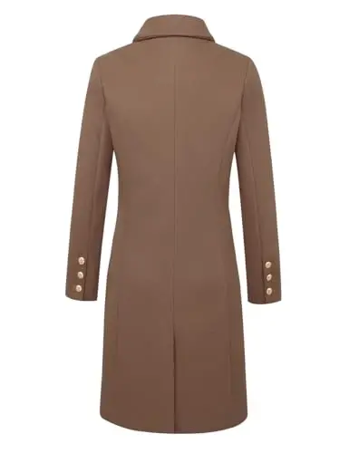 IDEALSANXUN Womens Fall Winter Wool Coats Double Breasted Midi Peacoat Trench Coats - 5