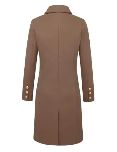 IDEALSANXUN Womens Fall Winter Wool Coats Double Breasted Midi Peacoat Trench Coats - 5