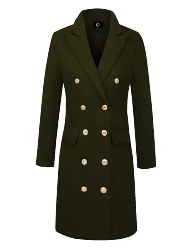 IDEALSANXUN Womens Fall Winter Wool Coats Double Breasted Midi Peacoat Trench Coats - 3