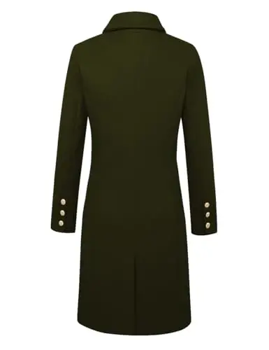 IDEALSANXUN Womens Fall Winter Wool Coats Double Breasted Midi Peacoat Trench Coats - 4