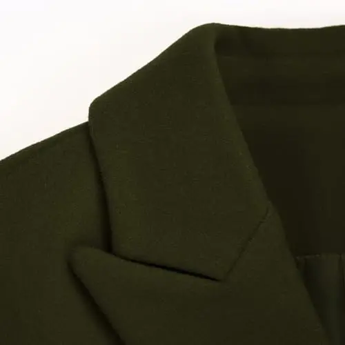 IDEALSANXUN Womens Fall Winter Wool Coats Double Breasted Midi Peacoat Trench Coats - 5