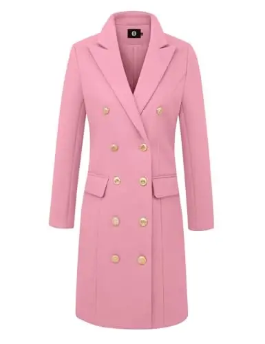 IDEALSANXUN Womens Fall Winter Wool Coats Double Breasted Midi Peacoat Trench Coats - 3