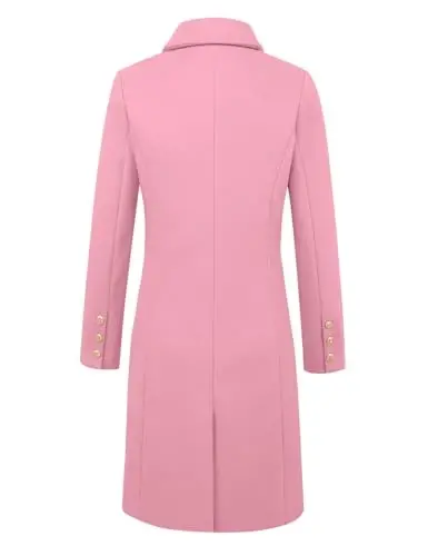 IDEALSANXUN Womens Fall Winter Wool Coats Double Breasted Midi Peacoat Trench Coats - 4