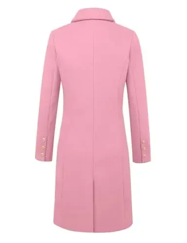 IDEALSANXUN Womens Fall Winter Wool Coats Double Breasted Midi Peacoat Trench Coats - 4