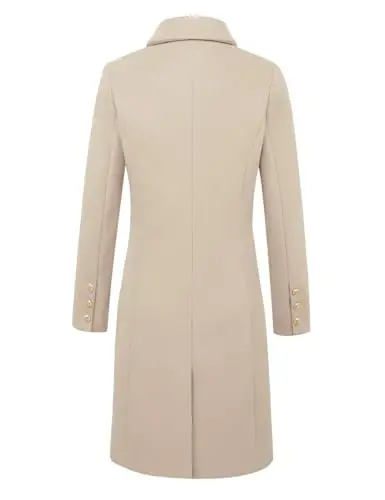 IDEALSANXUN Womens Fall Winter Wool Coats Double Breasted Midi Peacoat Trench Coats - 5