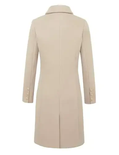 IDEALSANXUN Womens Fall Winter Wool Coats Double Breasted Midi Peacoat Trench Coats - 5