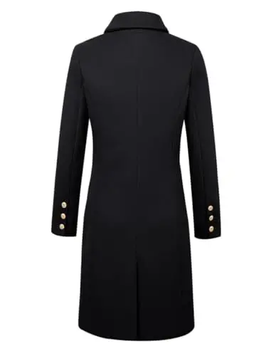 IDEALSANXUN Womens Fall Winter Wool Coats Double Breasted Midi Peacoat Trench Coats - 4