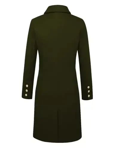 IDEALSANXUN Womens Fall Winter Wool Coats Double Breasted Midi Peacoat Trench Coats - 4