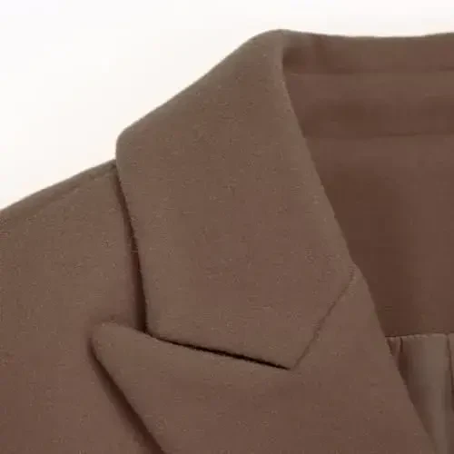 IDEALSANXUN Womens Fall Winter Wool Coats Double Breasted Midi Peacoat Trench Coats - 6