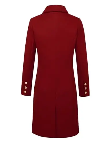 IDEALSANXUN Womens Fall Winter Wool Coats Double Breasted Midi Peacoat Trench Coats - 5