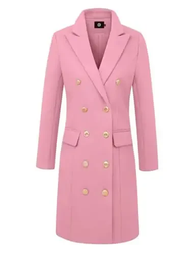 IDEALSANXUN Womens Fall Winter Wool Coats Double Breasted Midi Peacoat Trench Coats - 3