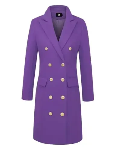 IDEALSANXUN Womens Fall Winter Wool Coats Double Breasted Midi Peacoat Trench Coats - 4