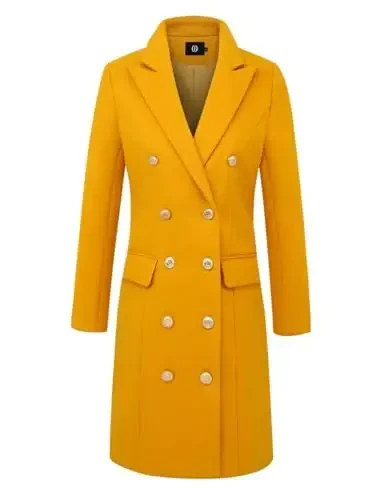 IDEALSANXUN Womens Fall Winter Wool Coats Double Breasted Midi Peacoat Trench Coats - 4