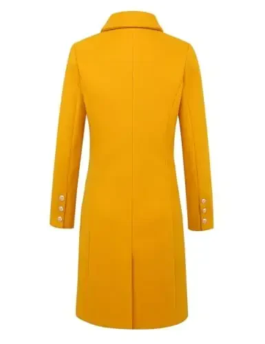 IDEALSANXUN Womens Fall Winter Wool Coats Double Breasted Midi Peacoat Trench Coats - 5