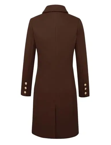 IDEALSANXUN Womens Fall Winter Wool Coats Double Breasted Midi Peacoat Trench Coats - 4