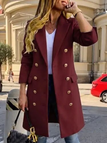 IDEALSANXUN Womens Fall Winter Wool Coats Double Breasted Midi Peacoat Trench Coats - IDEALSANXUN (1)