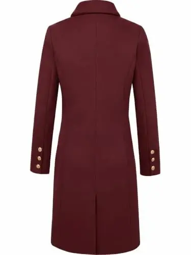 IDEALSANXUN Womens Fall Winter Wool Coats Double Breasted Midi Peacoat Trench Coats - 5