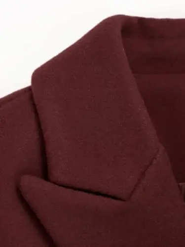 IDEALSANXUN Womens Fall Winter Wool Coats Double Breasted Midi Peacoat Trench Coats - 6