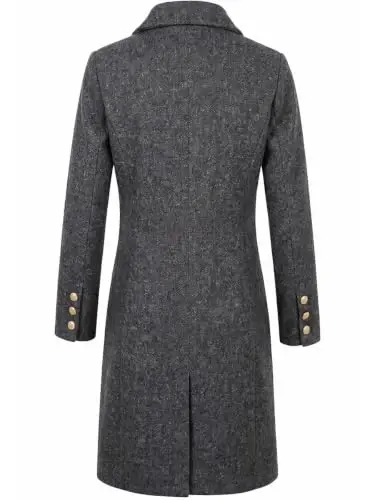 IDEALSANXUN Womens Fall Winter Wool Coats Double Breasted Midi Peacoat Trench Coats - 5