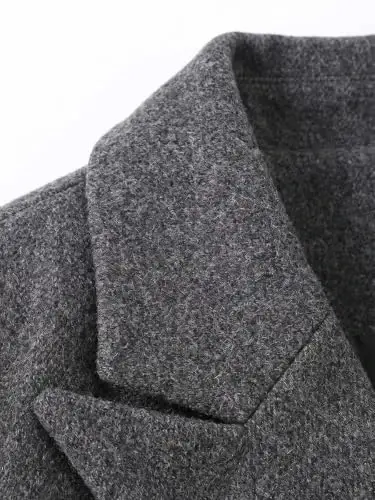 IDEALSANXUN Womens Fall Winter Wool Coats Double Breasted Midi Peacoat Trench Coats - 6