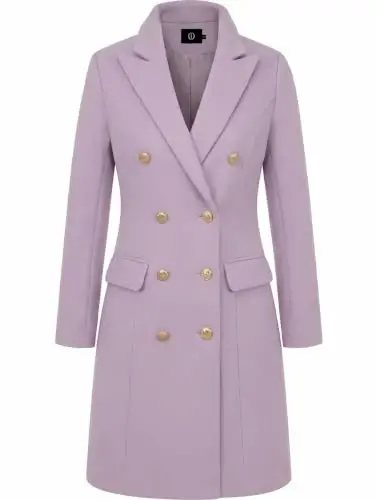 IDEALSANXUN Womens Fall Winter Wool Coats Double Breasted Midi Peacoat Trench Coats - 4