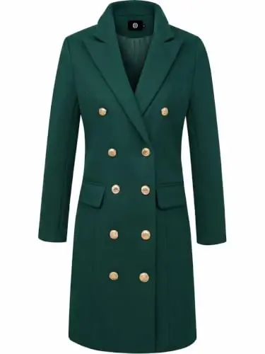 IDEALSANXUN Womens Fall Winter Wool Coats Double Breasted Midi Peacoat Trench Coats - 4