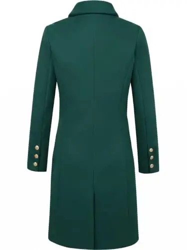 IDEALSANXUN Womens Fall Winter Wool Coats Double Breasted Midi Peacoat Trench Coats - 5