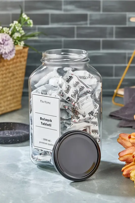 Idish yuvish mashinasi uchun tablet bankasi/qutisi. Vakuumli qopqoq. 3000 ml. - 3
