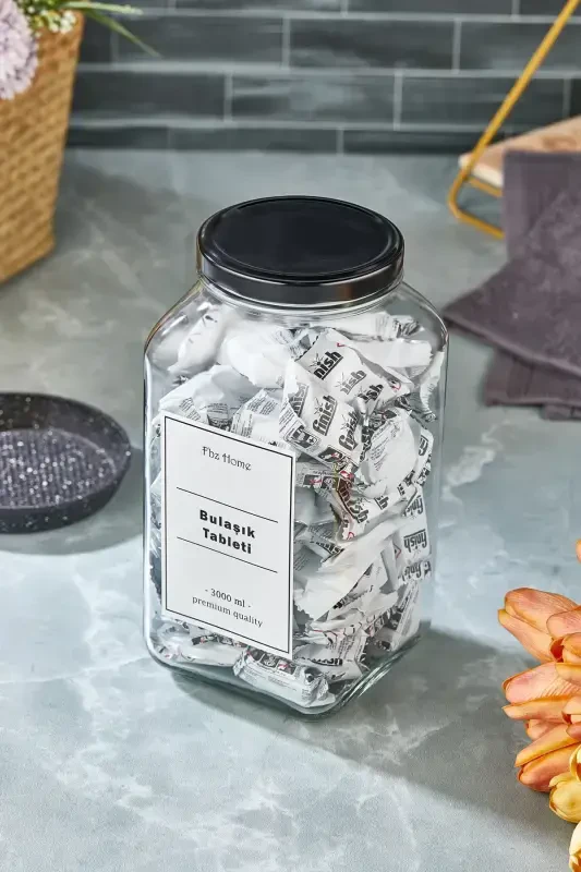 Idish yuvish mashinasi uchun tablet bankasi/qutisi. Vakuumli qopqoq. 3000 ml. - 2