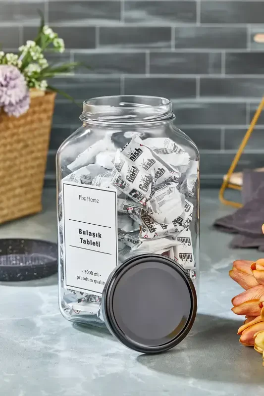 Idish yuvish mashinasi uchun tablet bankasi/qutisi. Vakuumli qopqoq. 3000 ml. - 3