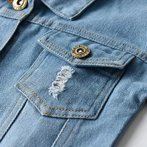 IDOPIP Toddler Kid Baby Boys Girls Denim Jacket Long Sleeve Button Down Jeans Coat Cowboy Overcoat Hoodie Casual Outwear - 4