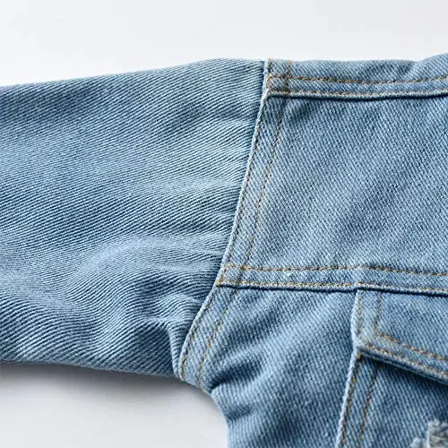 IDOPIP Toddler Kid Baby Boys Girls Denim Jacket Long Sleeve Button Down Jeans Coat Cowboy Overcoat Hoodie Casual Outwear - 6