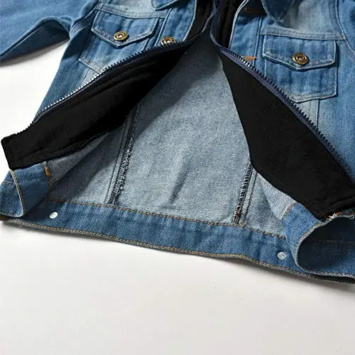 IDOPIP Toddler Kid Baby Boys Girls Denim Jacket Long Sleeve Button Down Jeans Coat Cowboy Overcoat Hoodie Casual Outwear - 6