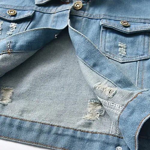 IDOPIP Toddler Kid Baby Boys Girls Denim Jacket Long Sleeve Button Down Jeans Coat Cowboy Overcoat Hoodie Casual Outwear - 5