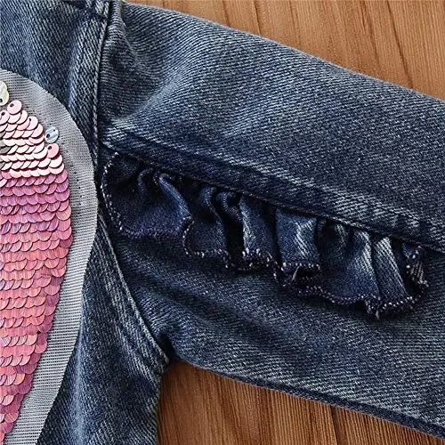 IDOPIP Toddler Kid Baby Boys Girls Denim Jacket Long Sleeve Button Down Jeans Coat Cowboy Overcoat Hoodie Casual Outwear - 6