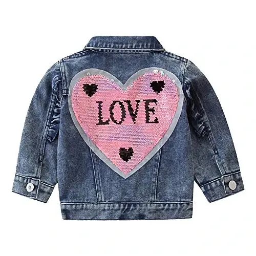 IDOPIP Toddler Kid Baby Boys Girls Denim Jacket Long Sleeve Button Down Jeans Coat Cowboy Overcoat Hoodie Casual Outwear - 1