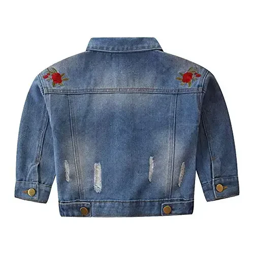 IDOPIP Toddler Kid Baby Boys Girls Denim Jacket Long Sleeve Button Down Jeans Coat Cowboy Overcoat Hoodie Casual Outwear - IDOPIP (1)