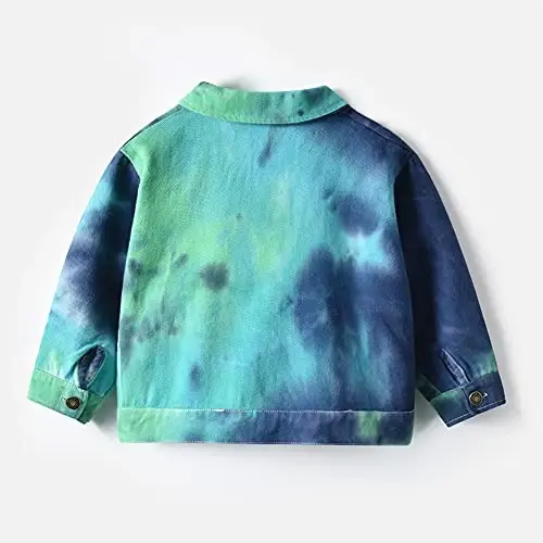 IDOPIP Toddler Kid Baby Boys Girls Denim Jacket Long Sleeve Button Down Jeans Coat Cowboy Overcoat Hoodie Casual Outwear - 2