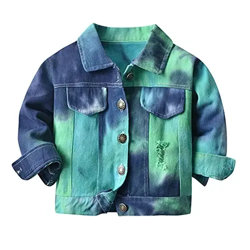IDOPIP Toddler Kid Baby Boys Girls Denim Jacket Long Sleeve Button Down Jeans Coat Cowboy Overcoat Hoodie Casual Outwear 
