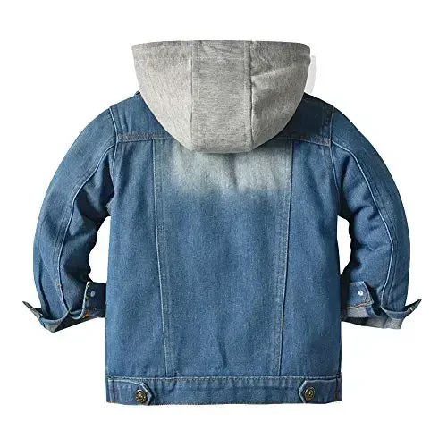 IDOPIP Toddler Kid Baby Boys Girls Denim Jacket Long Sleeve Button Down Jeans Coat Cowboy Overcoat Hoodie Casual Outwear - MODAZONE (1)