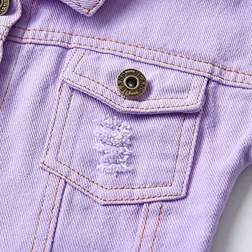 IDOPIP Toddler Kid Baby Boys Girls Denim Jacket Long Sleeve Button Down Jeans Coat Cowboy Overcoat Hoodie Casual Outwear - 4