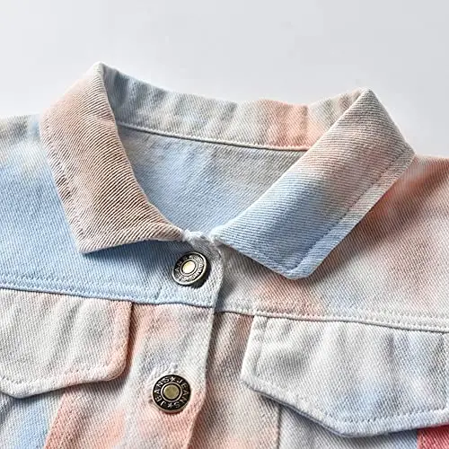 IDOPIP Toddler Kid Baby Boys Girls Denim Jacket Long Sleeve Button Down Jeans Coat Cowboy Overcoat Hoodie Casual Outwear - 3