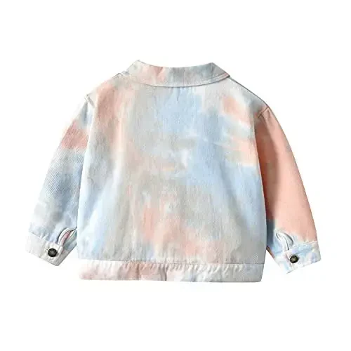 IDOPIP Toddler Kid Baby Boys Girls Denim Jacket Long Sleeve Button Down Jeans Coat Cowboy Overcoat Hoodie Casual Outwear - 2