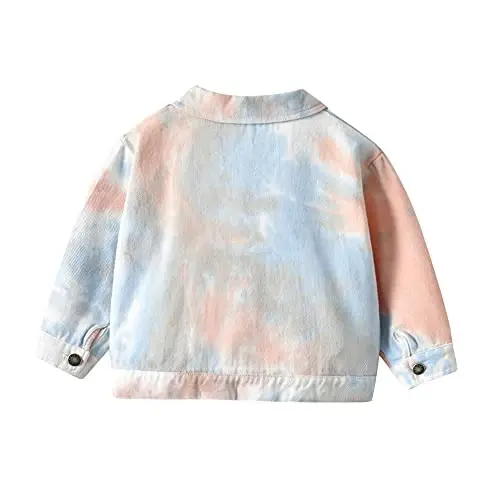 IDOPIP Toddler Kid Baby Boys Girls Denim Jacket Long Sleeve Button Down Jeans Coat Cowboy Overcoat Hoodie Casual Outwear - 2